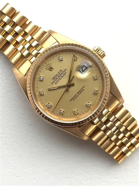 rolex perpetual 18 k gold and diamant|rolex diamond dial.